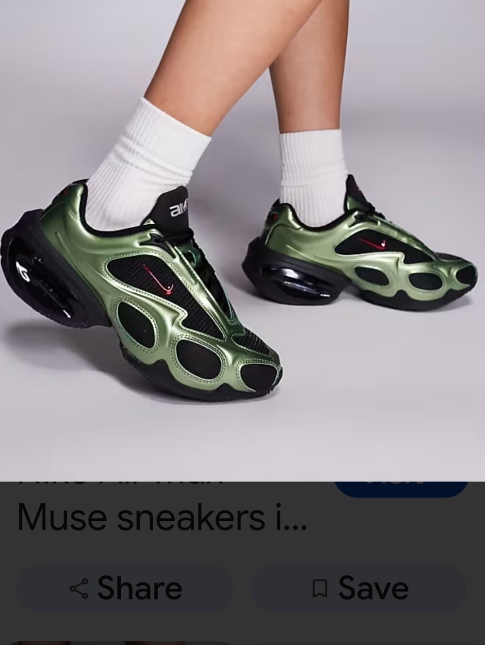 NWOB Nike Air Max Muse Women's Rare Shoes Metallic Green/Silver